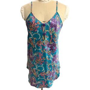 Linea Donatella Chemise Slip Silky Satin Nightgown Medium Floral